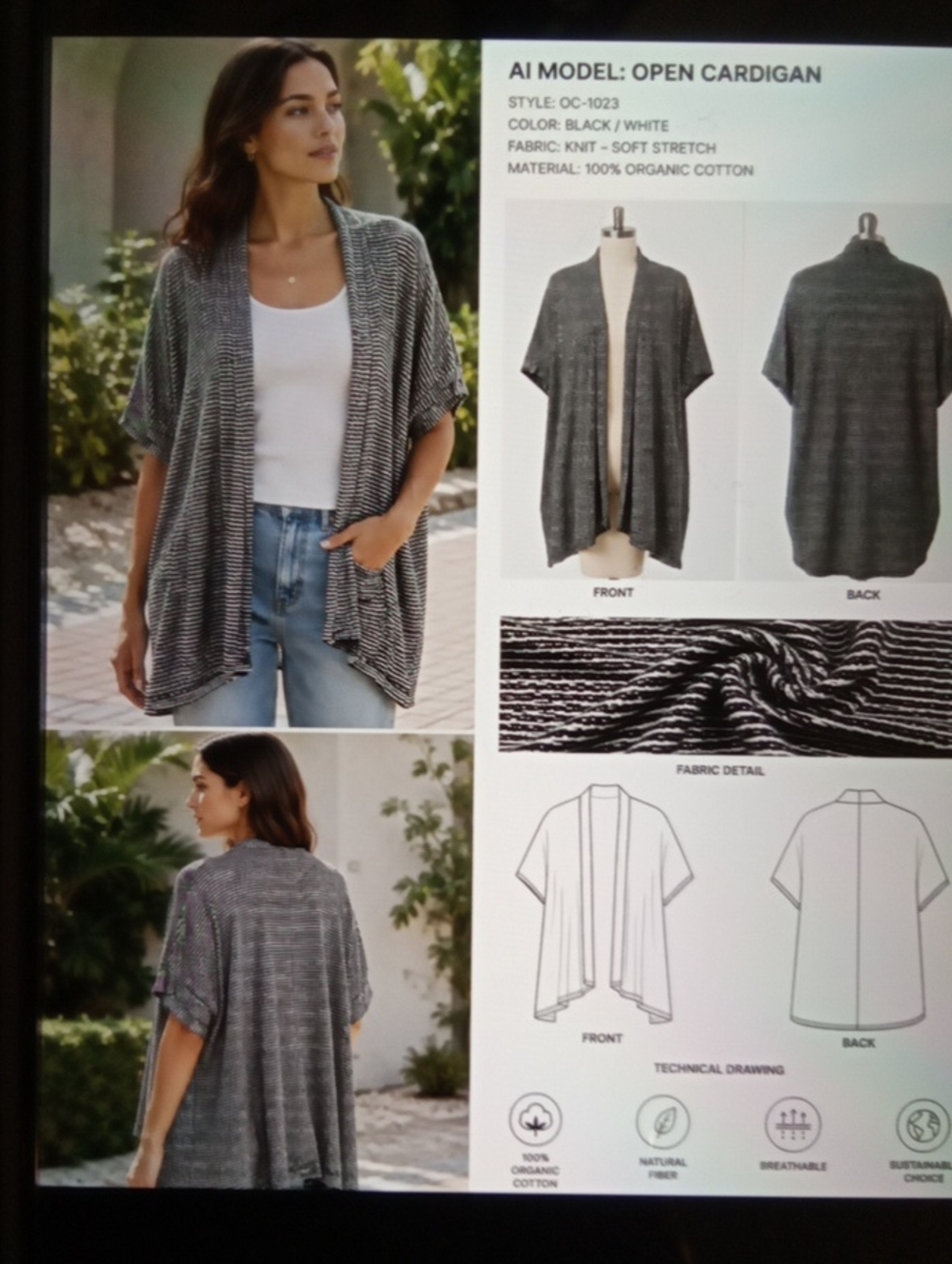 Eileen Fisher Cardigan Organic Cotton Knit Kimono Cardigan Womens Large